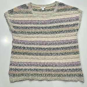 J. Jill Textured Striped Cap Sleeve Sweater Large